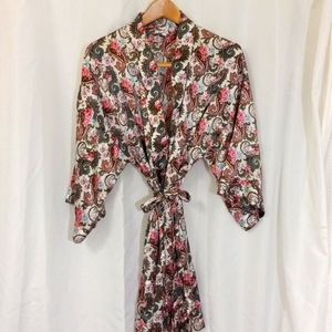Vintage SEDU Paisley Robe Belted OS Bell Sleeves Side Pockets Polyester